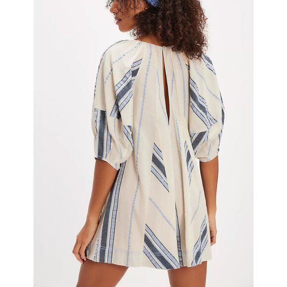 🆕 FREE PEOPLE Bop Around Romper / Seaside Stripe Ivory - Picture 2 of 10